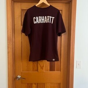 Vintage Carhartt Burgundy Tee with White Block Letter Logo